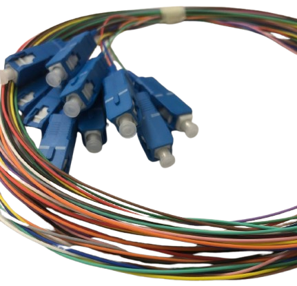 پیگتیل فیبرنوری 12 رنگ SM SC/UPC 0.9mm 1.5M G.657A1 CC 12 core